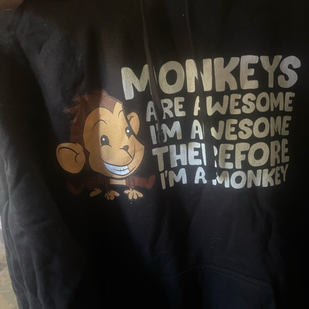 Black Hoodie with Monkey Graphic